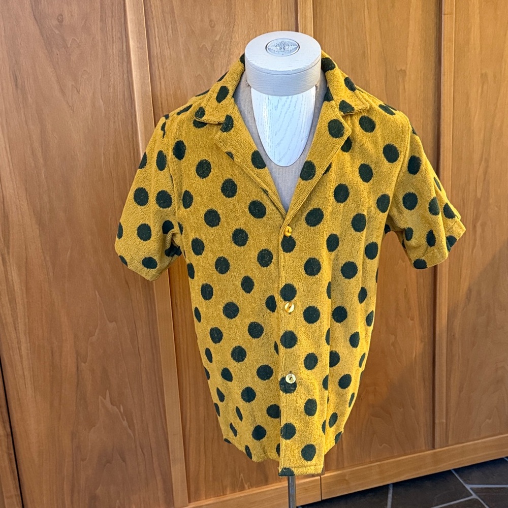 OAS, Yellow & Green Polka Dot Men’s Shirt Terrycloth.